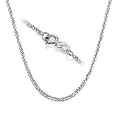 14K White Gold Spiga Chain Necklace 1mm Thick, 19.5" Length