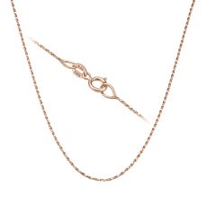 14K Rose Gold Twisted Venice Chain Necklace 0.6mm Thick, 16.5" Length