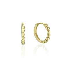 14k Yellow gold women's  Hoop Earrings - Balls