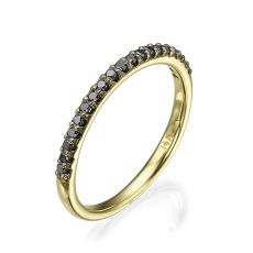 Black Diamond Band Ring in 14K Yellow Gold - Princess