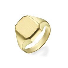 14K Yellow Gold Ring - Matte Square Seal