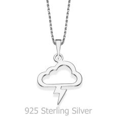 Pendant and Necklace in 925 Sterling Silver - Golden Lightening