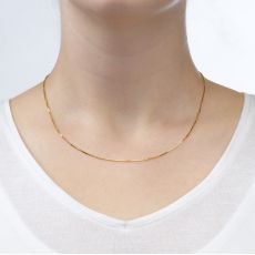 14K Yellow Gold Venice Chain Necklace 0.8mm Thick, 17.7" Length