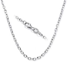 14K White Gold Rollo Chain Necklace 2.2mm Thick, 21.45" Length
