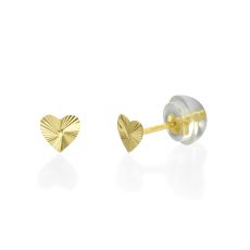 14K Yellow Gold Kid's Stud Earrings - Noted Heart - Small