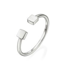 Open Ring in 14K White Gold - Squares
