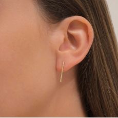 14K Yellow Gold Women's Earrings - Shimmering Golden Bar