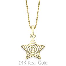 Pendant and Necklace in 14K Yellow Gold - Shooting Star