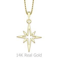 Pendant and Necklace in 14K Yellow Gold - Golden Star