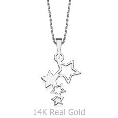 Pendant and Necklace in 14K White Gold - Starry Night