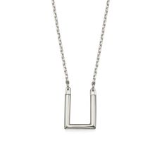 Pendant and Necklace in 14K White Gold - Golden Square