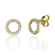 14K Yellow Gold Women's Earrings - Circles of Joy