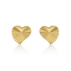 14K Yellow Gold Kid's Stud Earrings - Noted Heart