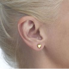 14K Yellow Gold Kid's Stud Earrings - Classic Plan Heart