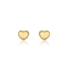 14K Yellow Gold Kid's Stud Earrings - Classic Heart - Small