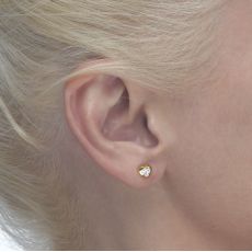 14K Yellow Gold Kid's Stud Earrings - Thrilling Heart
