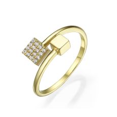14K Yellow Gold Rings - Shimmering cubes