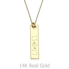 Necklace and Vertical Bar Pendant in Yellow Gold with Diamonds