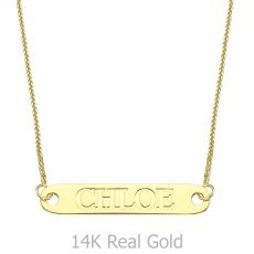 Bar Necklace with Personalized Engraving in Yellow Gold
