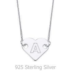Heart-Shaped Initial Necklace in 925 Sterling Silver