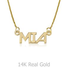 14K Yellow Gold Name Necklace "Stone" English