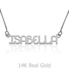 14K White Gold Name Necklace "Coral" English