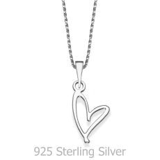 Pendant and Necklace in 925 Sterling Silver - Free Heart