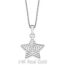 Pendant and Necklace in 14K White Gold - Shooting Star