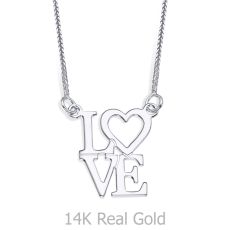 Pendant and Necklace in White Gold - Love