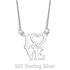 Pendant and Necklace in 925 Sterling Silver - Love