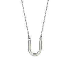 Pendant and Necklace in 14K White Gold - Lucky Horseshoe