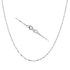 14K White Gold Singapore Chain Necklace 1.6mm Thick, 19.7" Length