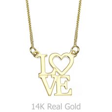 Pendant and Necklace in Yellow Gold - Love