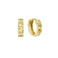 14K Yellow Gold Women's Hoop Earrings - Diamond Engraving Hoop S
