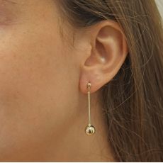 14K Yellow Gold Women's Earrings - Inbal ball