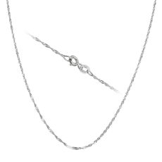 14K White Gold Singapore Chain Necklace 1.2mm Thick, 17.7" Length