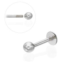 Tragus / Labret Piercing in 14K White Gold with Gold Ball