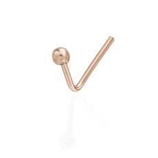 Curved Nose Stud Piercing in 14K Rose Gold with Gold Ball