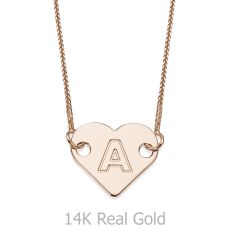 Heart-Shaped Initial Necklace in Rose Gold
