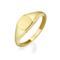 14K Yellow Gold Ring - Glossy Square Seal