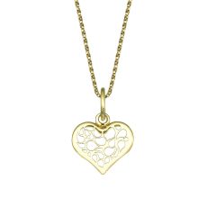 Pendant and Necklace in Yellow Gold - Abstract Heart