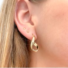 14K Yellow Gold Women's Hoop Earrings - Curved Hoop