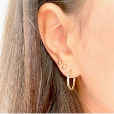 14K Yellow Gold Women's Hoop Earrings - Diamond Engraving Hoop