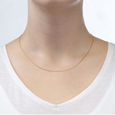 14K Rose Gold Twisted Venice Chain Necklace 0.6mm Thick, 17.7" Length