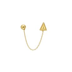 14K Yellow Gold Stud Earring  - Arrowhead Chain Earring