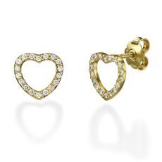 14K Yellow Gold Women's Earrings - Royal Heart