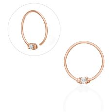 Helix / Tragus Piercing in 14K Rose Gold with Cubic Zirconia - Large