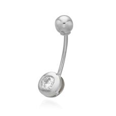 Belly Piercing in 14K White Gold with Cubic Zirconia