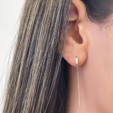 14K White Gold Dangle Earrings - Open Triangle