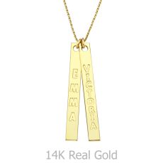 Bar Necklace with Personalized Engraving, in Yellow Gold